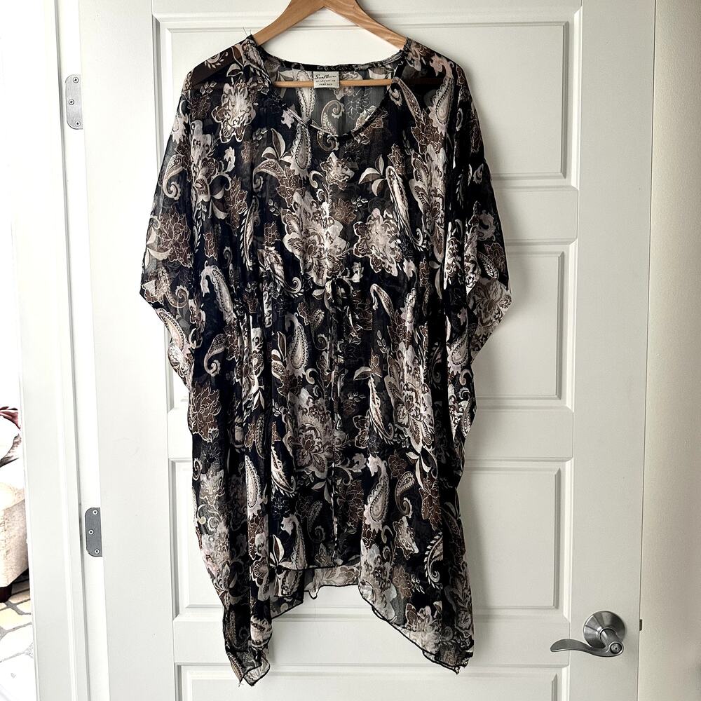Sunflower Paisley Sheer Caftan Coverup Free Size